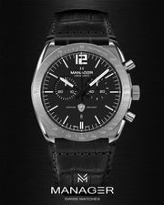 Manager Bold 43 mm - Steel & Dark Brown