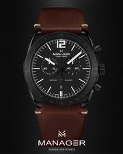 Manager Bold 43 mm - Black & Dark Brown