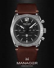 Manager Bold 43 mm - Steel & Black