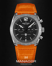Manager Bold 43 mm - Steel & Orange