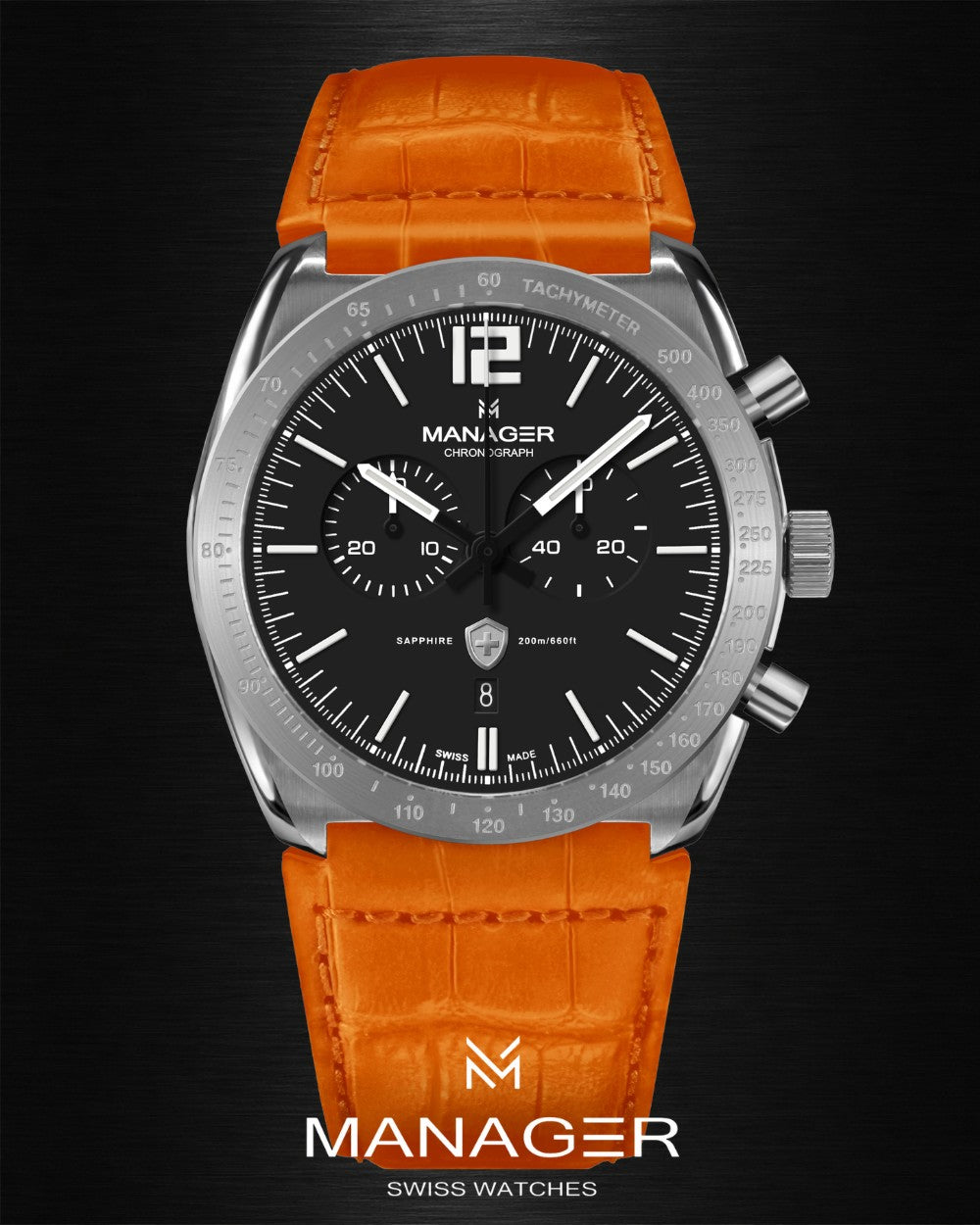 Manager Bold 43 mm - Steel & Orange
