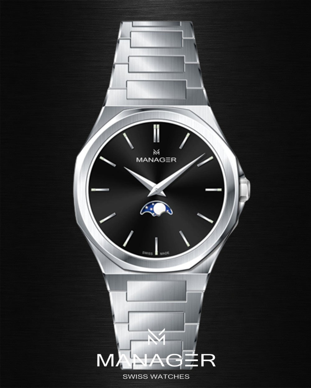 Manager Urban - Moon 42 42 mm - Steel & Black