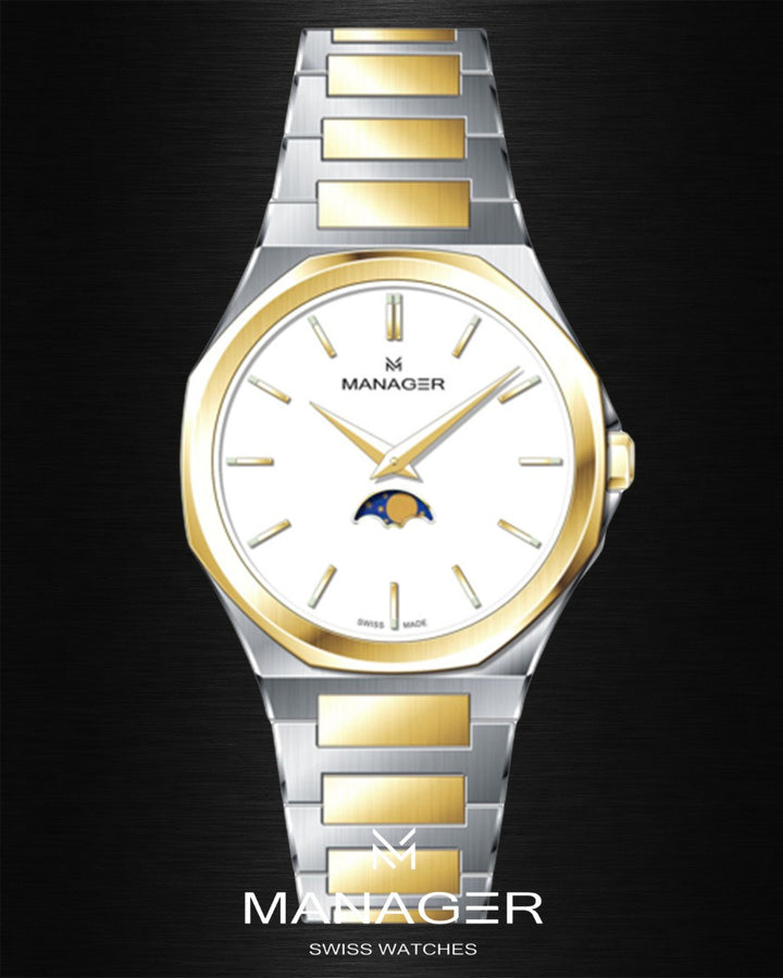 Manager Urban - Moon 42 42 mm - Steel, Gold & White