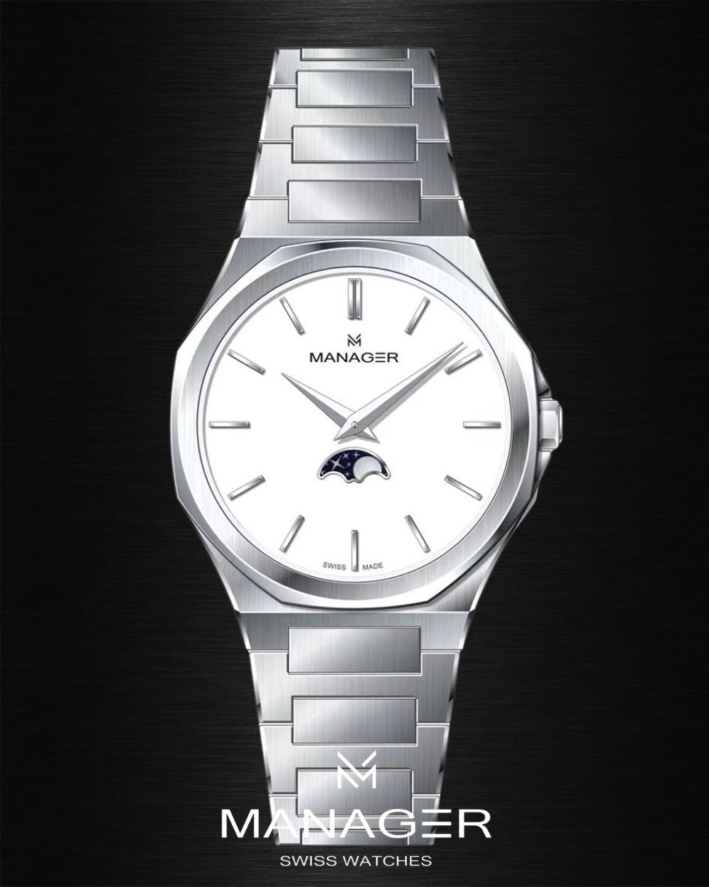 Manager Urban - Moon 42 42 mm - Steel & White