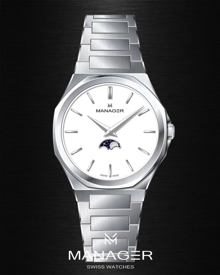 Manager Urban - Moon 42 42 mm - Steel & White