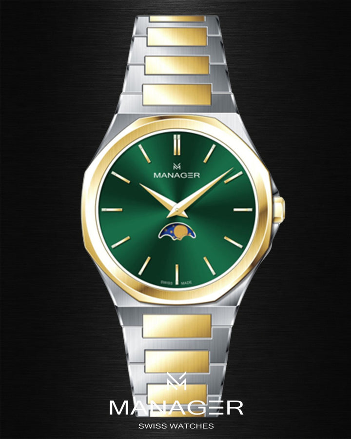 Manager Urban - Moon 42 42 mm - Steel, Gold & Green