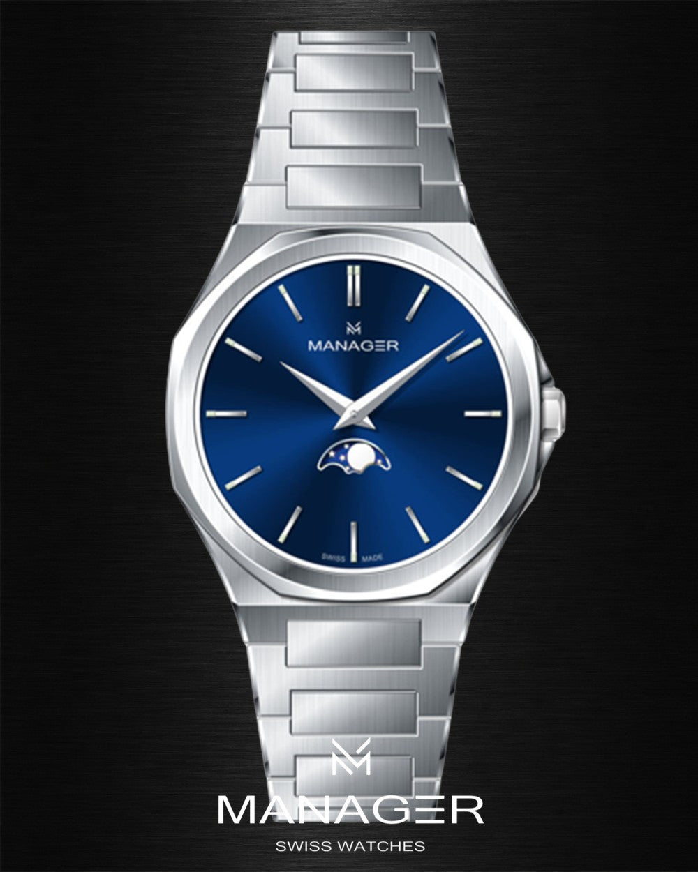 Manager Urban - Moon 42 42 mm - Steel & Dark Blue