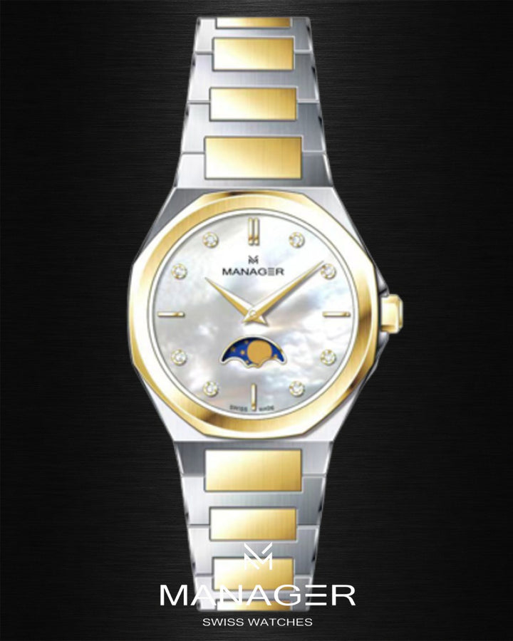 Manager Urban - Moon 31 31 mm - Steel, Gold& White