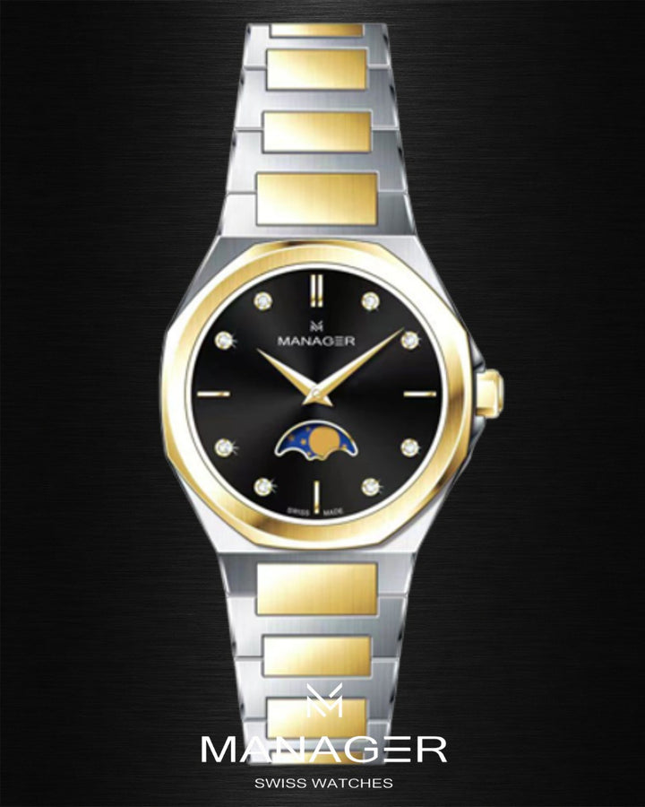 Manager Urban - Moon 31 31 mm - Steel, Gold& Black