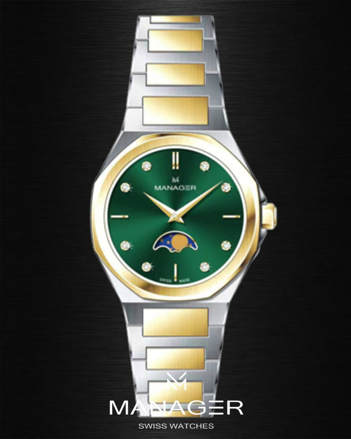 Manager Urban - Moon 31 31 mm - Steel, Gold& Dark Green