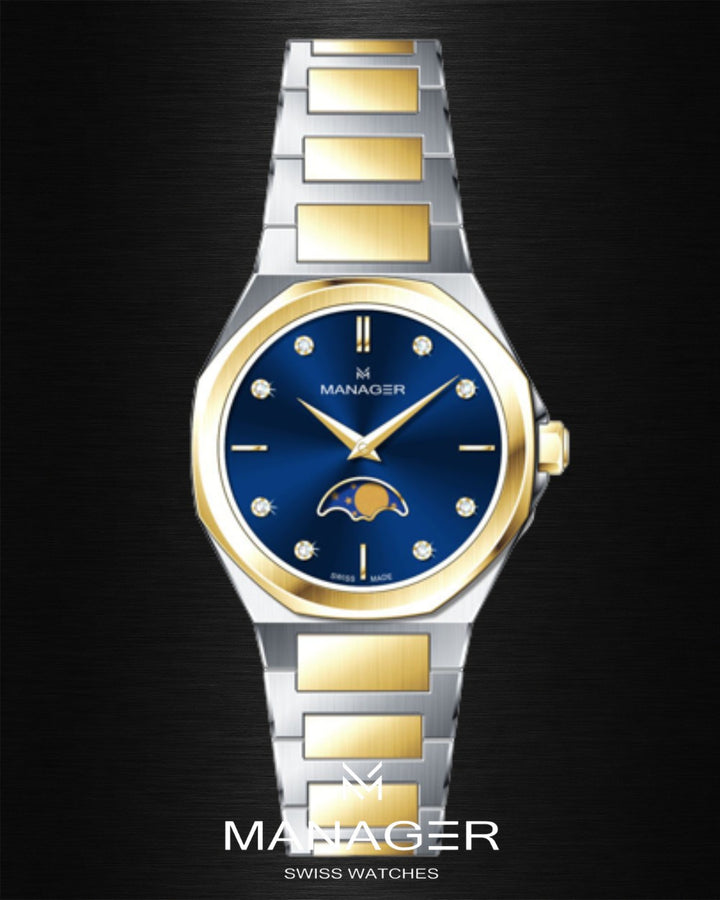 Manager Urban - Moon 31 31 mm - Steel, Gold& Dark Blue