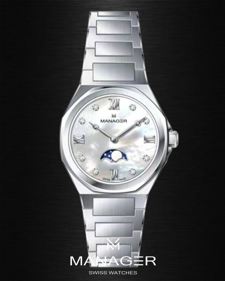 Manager Urban - Moon 31 31 mm - Steel & White -
Roman Numerals