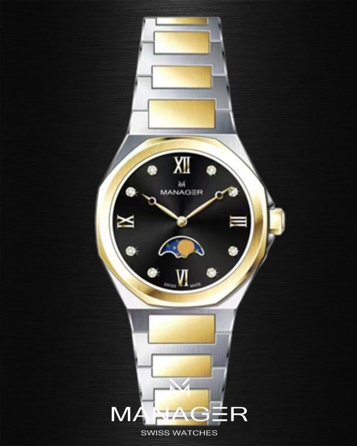 Manager Urban - Moon 31 31 mm - Steel, Gold& Black -
Roman Numerals