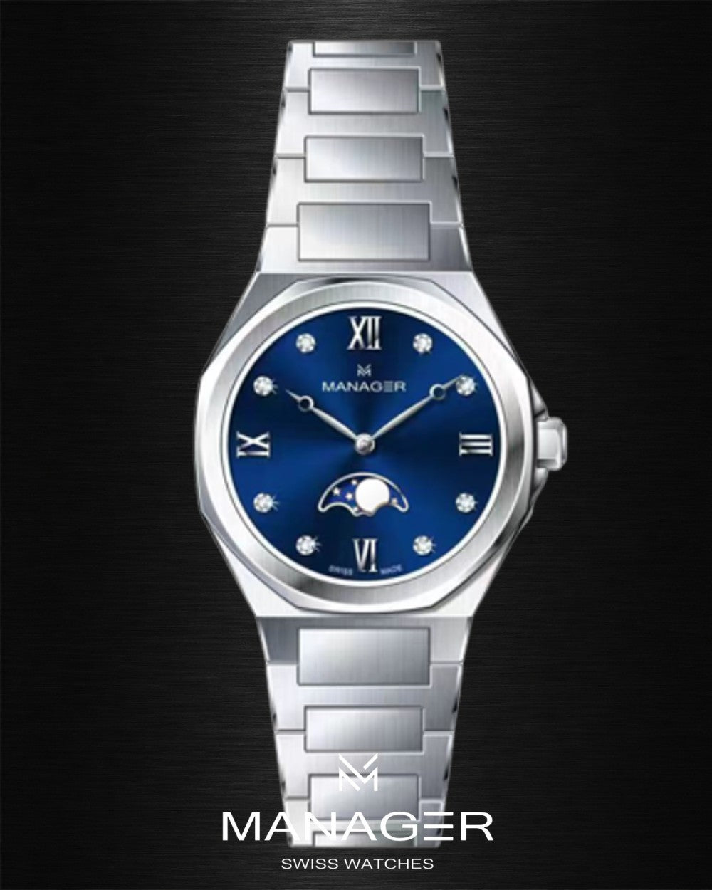 Manager Urban - Moon 31 31 mm - Steel & Dark Blue -
Roman Numerals