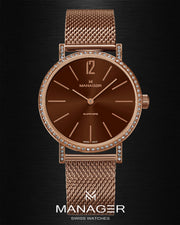 Manager Sparkle 30 mm - Rose Gold & Black - Stainless Steel & Milanese Mesh