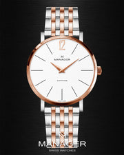 Manager Classic 40 mm - Steel, Rose Gold & White - Stainless Steel 316L