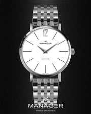 Manager Classic 36 mm - Steel & White - Stainless Steel 316L