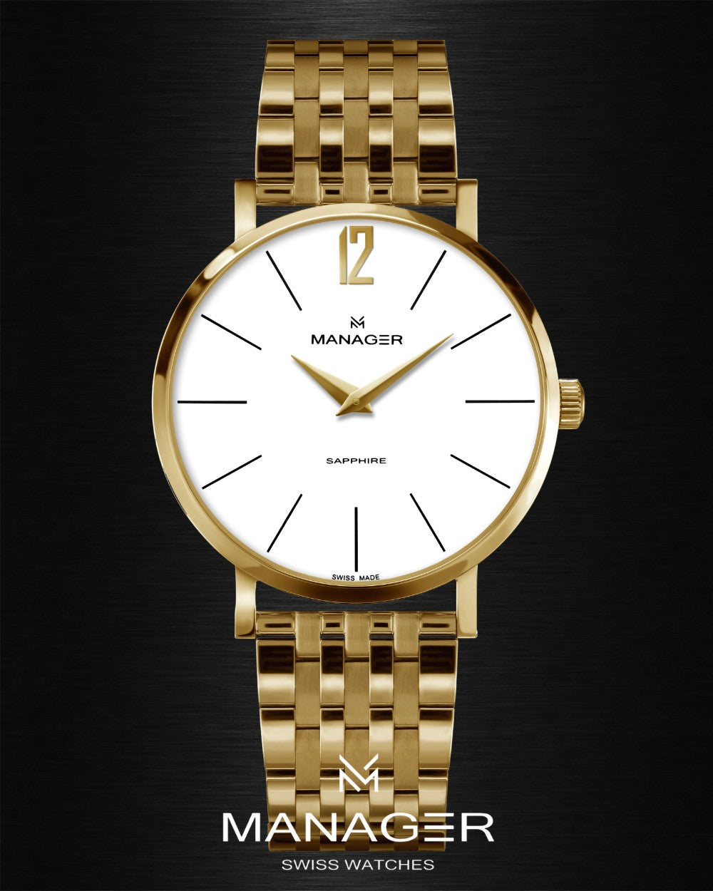 Manager Classic 30 mm - Gold & White - Stainless Steel 316L