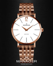 Manager Classic 30 mm - Rose Gold & White - Stainless Steel 316L