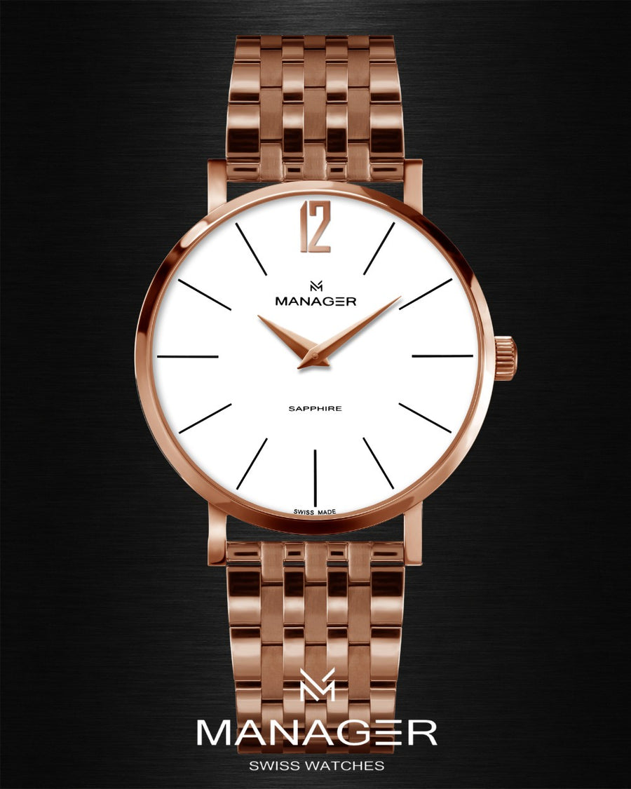 Manager Classic 30 mm - Rose Gold & White - Stainless Steel 316L