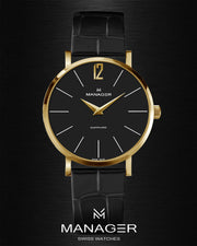 Manager Classic 40 mm - Black & Gold - Stainless Steel & Leather