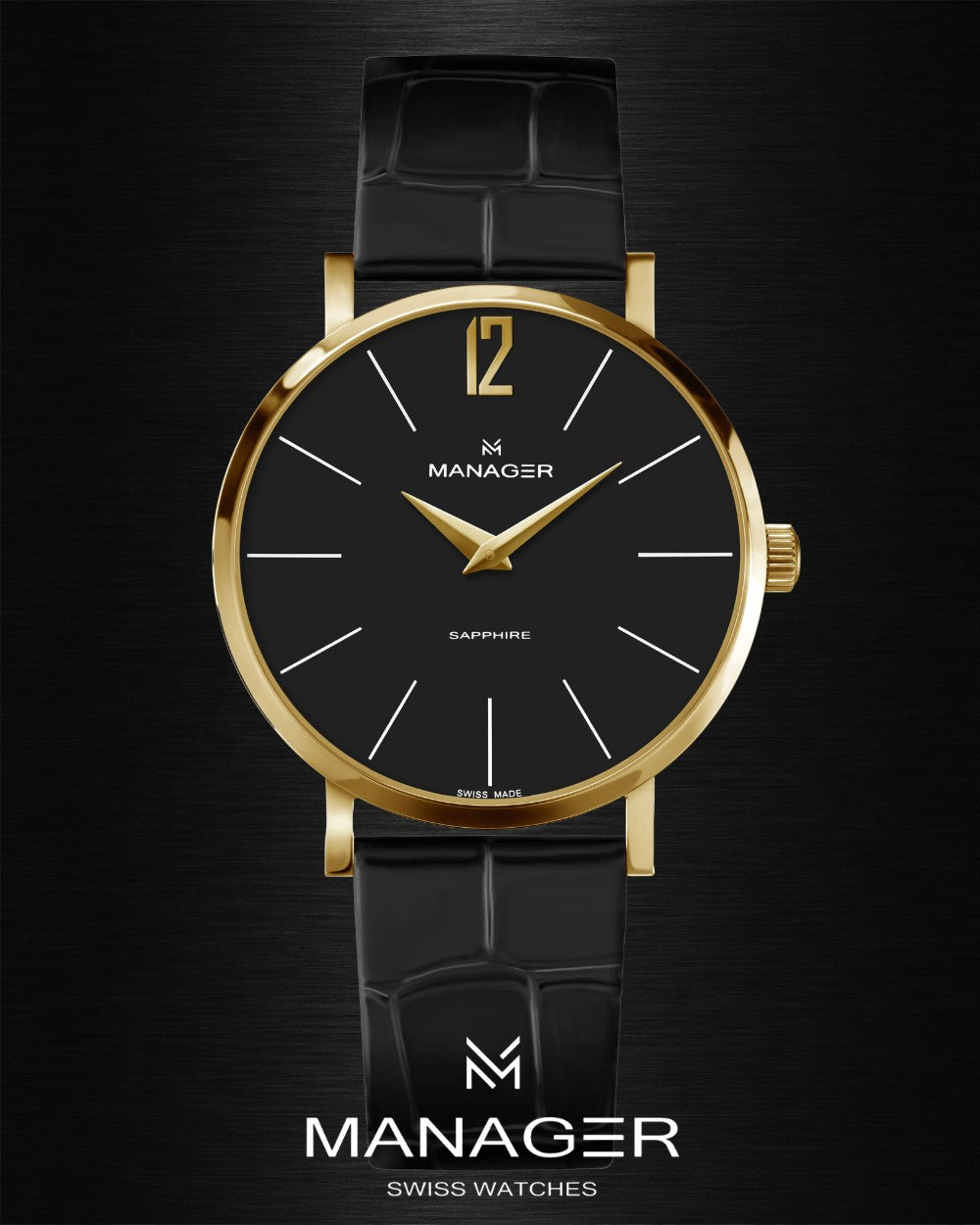 Manager Classic 40 mm - Black & Gold - Stainless Steel & Leather