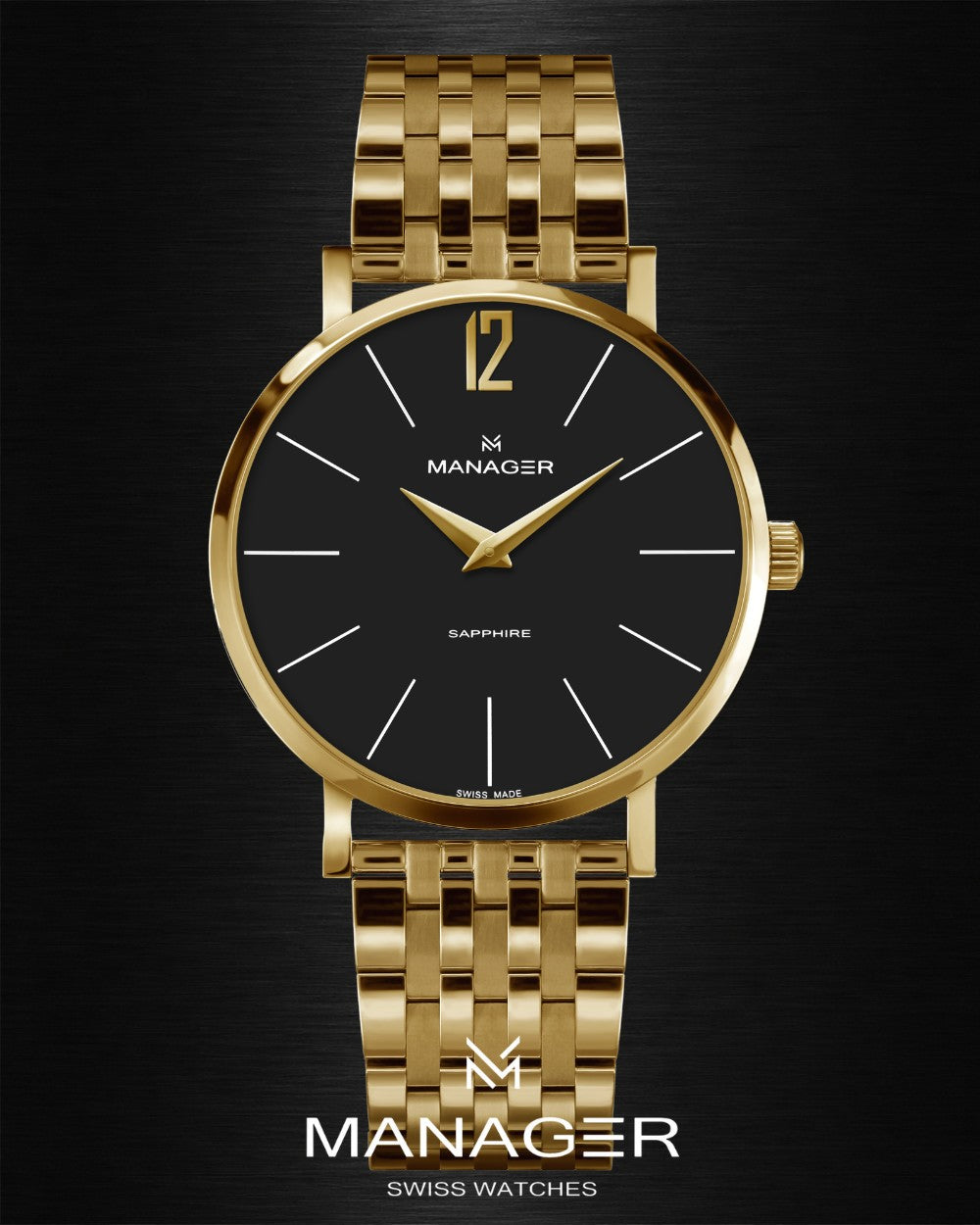 Manager Classic 40 mm - Gold & Black - Stainless Steel 316L
