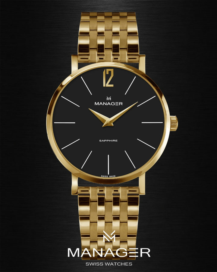 Manager Classic 36 mm - Gold & Black - Stainless Steel 316L