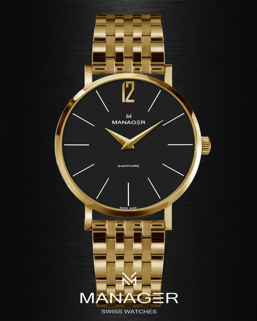 Manager Classic 36 mm - Gold & Black - Stainless Steel 316L