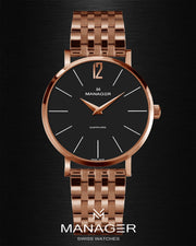 Manager Classic 36 mm - Rose Gold & Black - Stainless Steel 316L