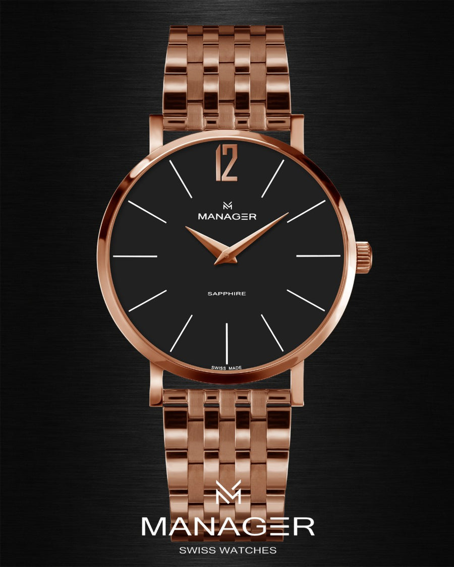 Manager Classic 30 mm - Rose Gold & Black - Stainless Steel 316L