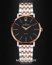 Manager Classic 30 mm - Steel, Rose Gold & Black - Stainless Steel 316L