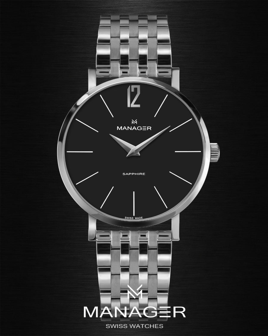 Manager Classic 30 mm - Steel & Black - Stainless Steel 316L