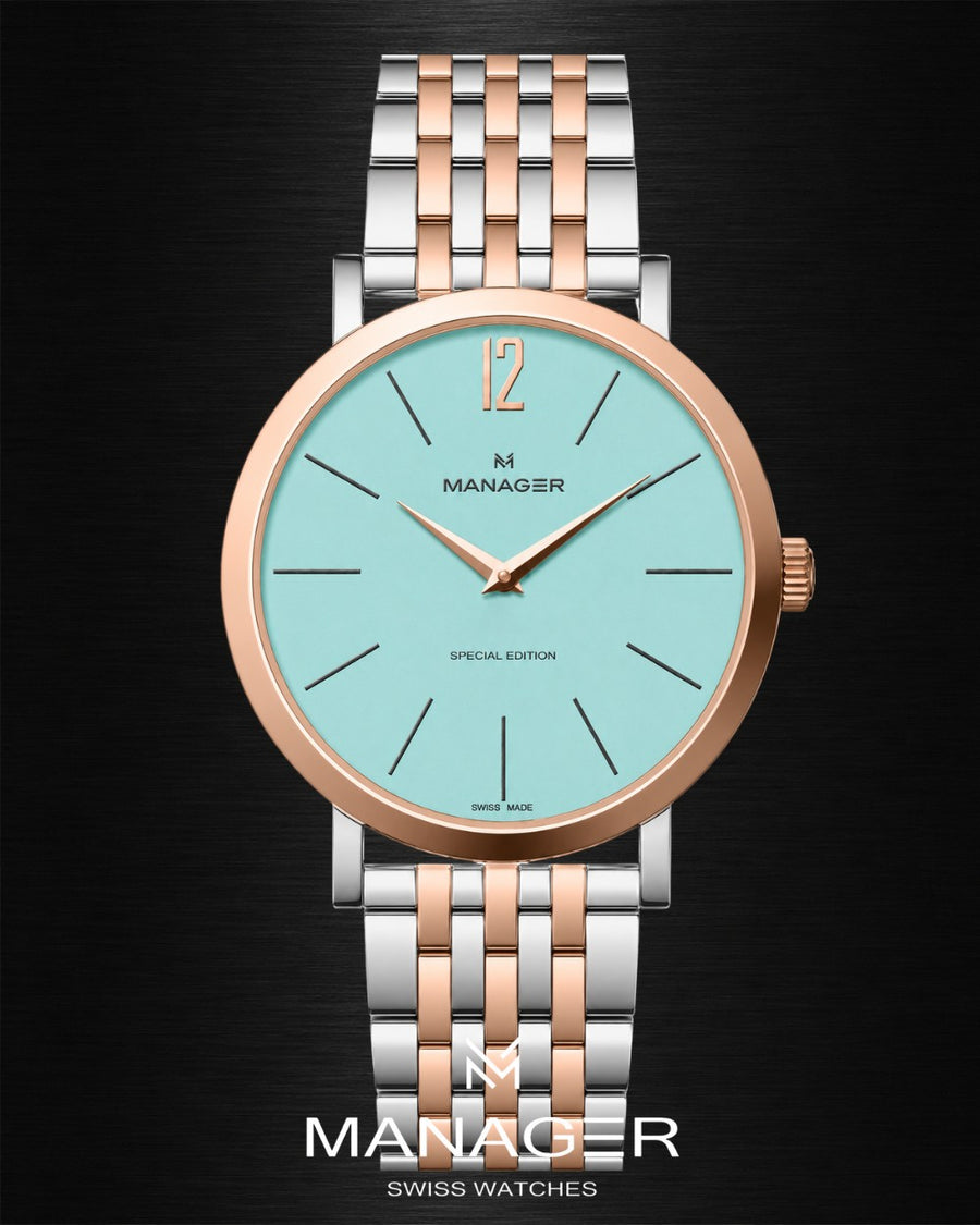 Manager Classic Special Edition 40 mm - Steel, Rose Gold & Ice Blue - Stainless Steel 316L