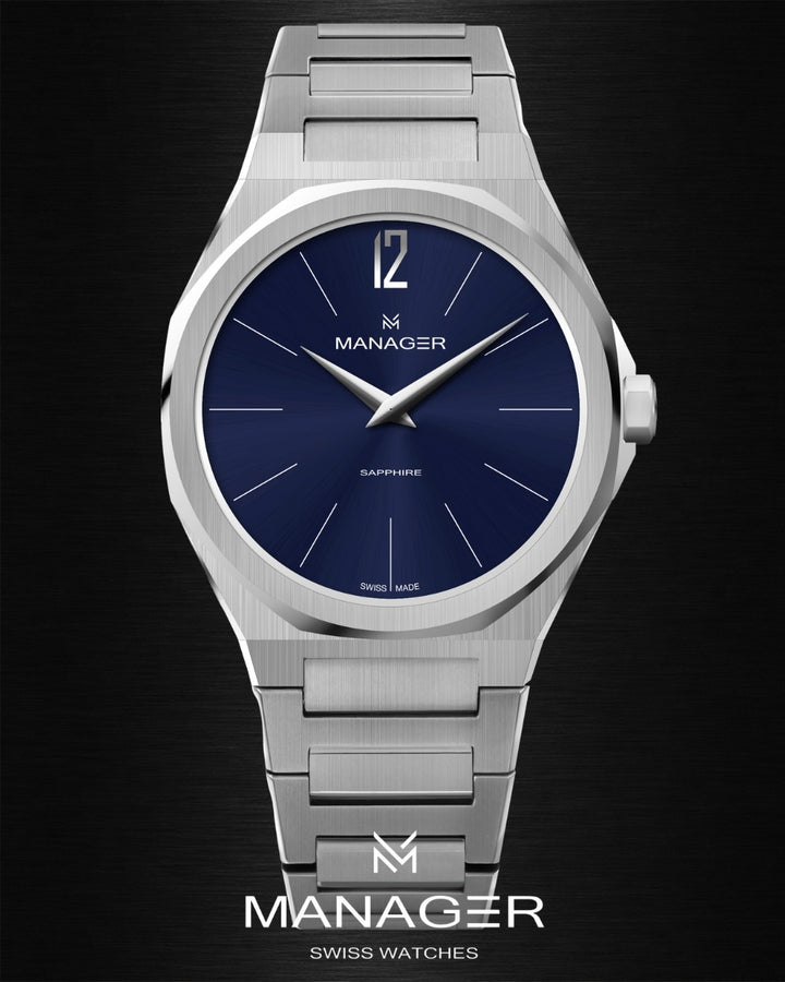 Manager Urban - 42 42 mm - Steel & Dark Blue - Stainless Steel 316L