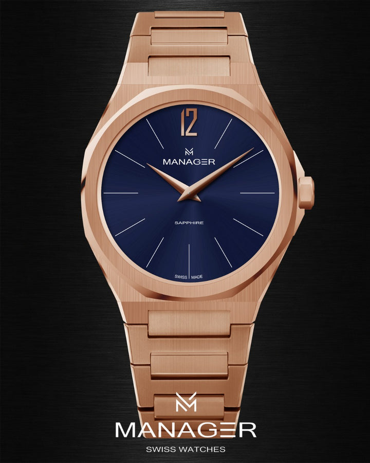 Manager Urban - 42 42 mm - Rose Gold & Dark Blue - Stainless Steel 316L