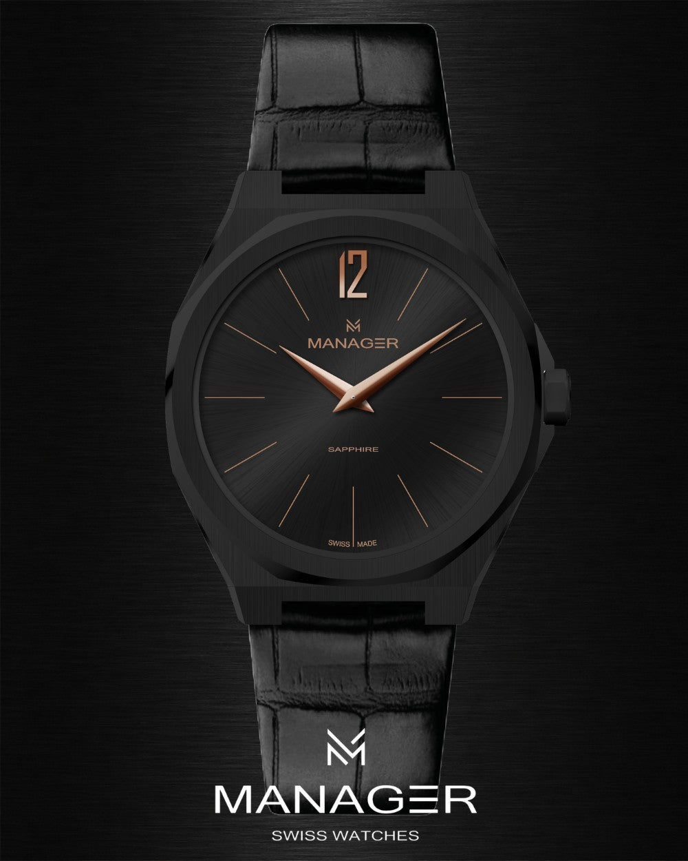 Manager Urban - 42 42 mm - Full Black - Stainless Steel & Leather