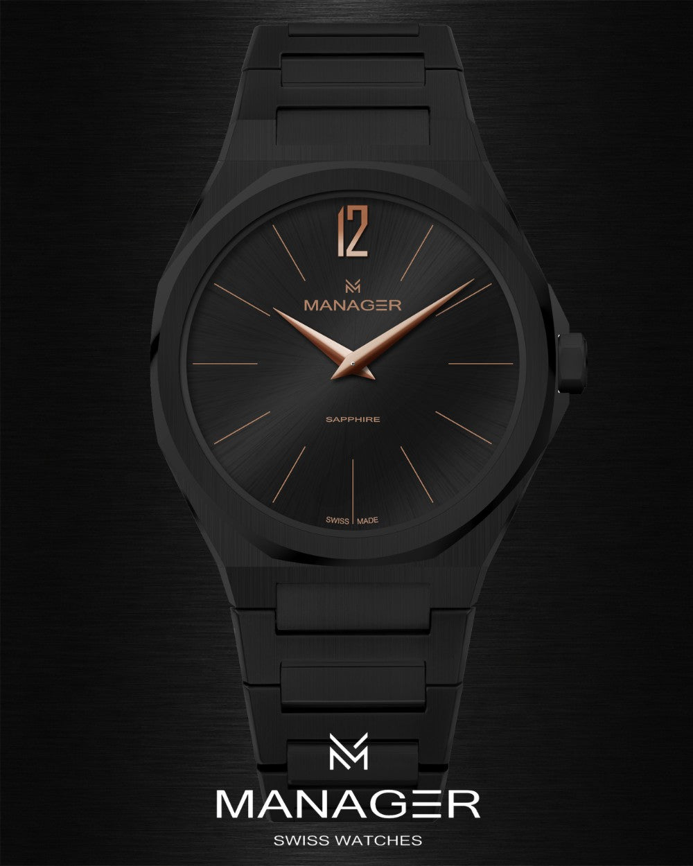 Manager Urban - 42 42 mm - Full Black - Stainless Steel 316L