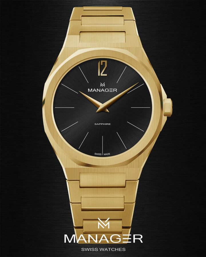 Manager Urban - 42 42 mm - Gold & Black - Stainless Steel 316L