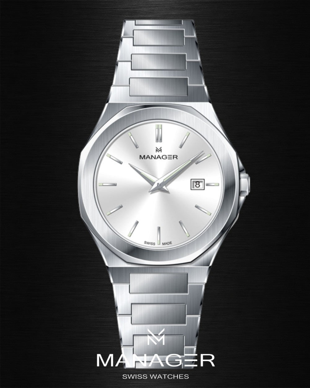 Manager Urban - Date 42 42 mm - Steel & White