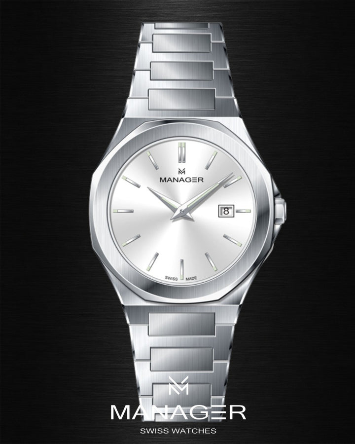 Manager Urban - Date 42 42 mm - Steel & White
