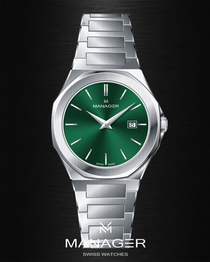 Manager Urban - Date 42 42 mm - Steel & Dark Green