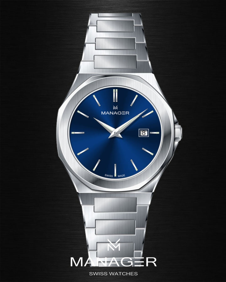 Manager Urban - Date 42 42 mm - Steel & Dark Blue