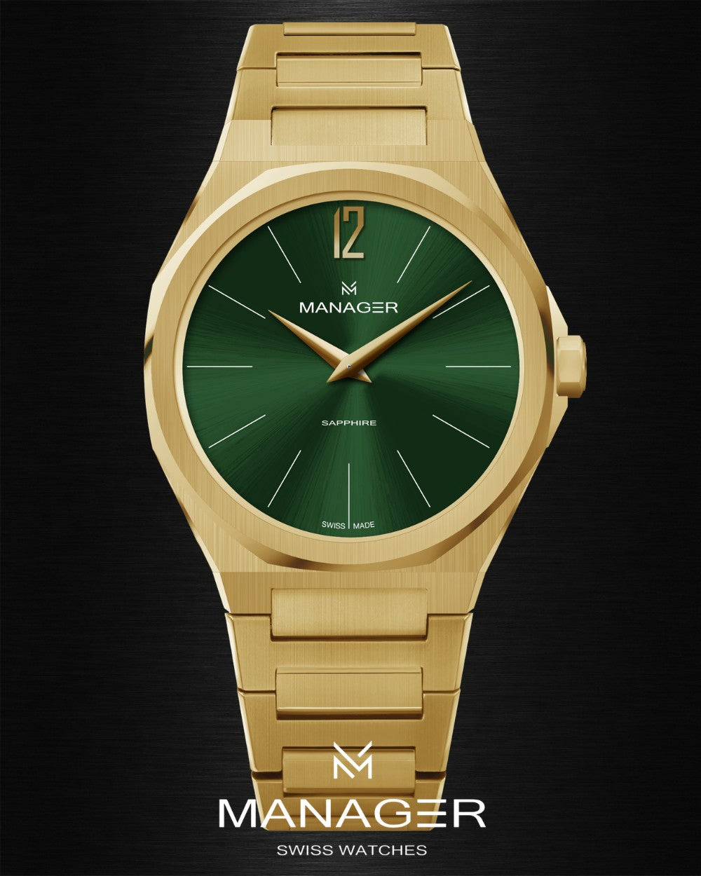 Manager Urban - 42 42 mm - Gold & Dark Green - Stainless Steel 316L