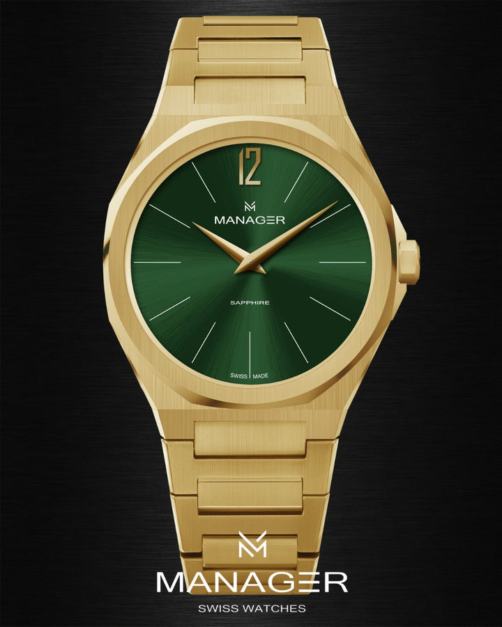 Manager Urban - 42 42 mm - Gold & Dark Green - Stainless Steel 316L