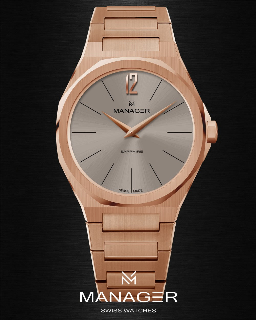 Manager Urban - 42 42 mm - Rose Gold & Grey - Stainless Steel 316L