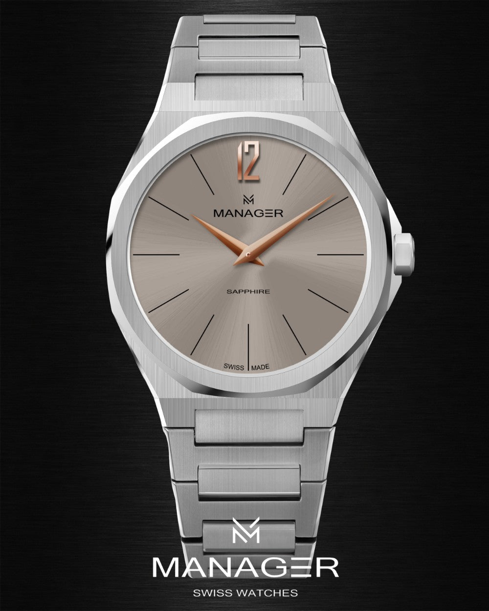 Manager Urban - 42 42 mm - Steel & Grey - Stainless Steel 316L