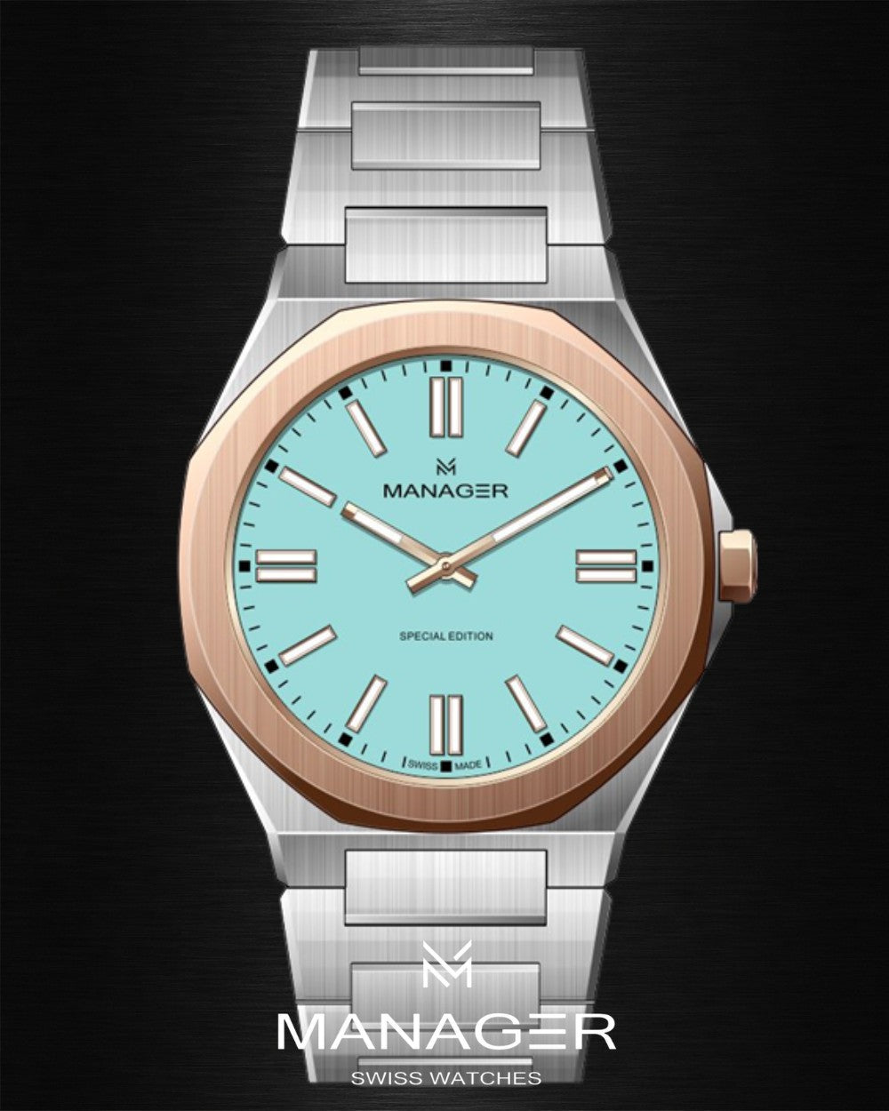 Manager Urban - Special Edition 40 mm - Steel, Rose Gold & Ice Blue