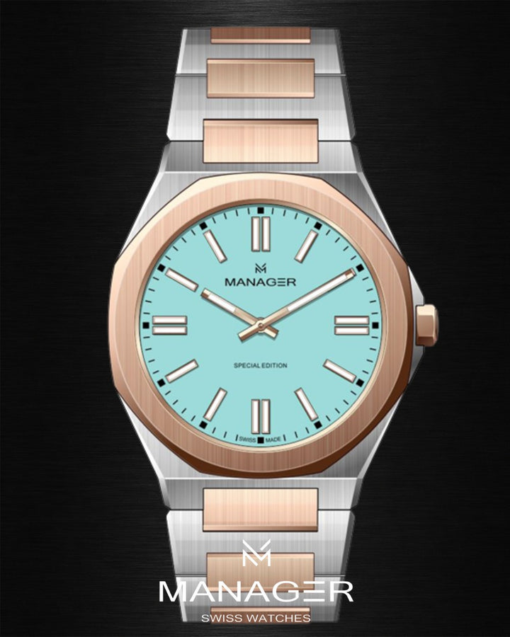 Manager Urban - Special Edition 40 mm - Steel With Rose Gold & Ice Blue
