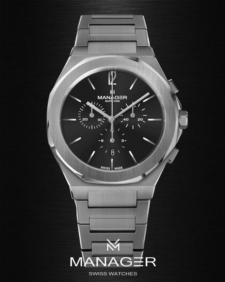 Manager Urban - 43 43 mm - Steel & Black - Stainless Steel 316L